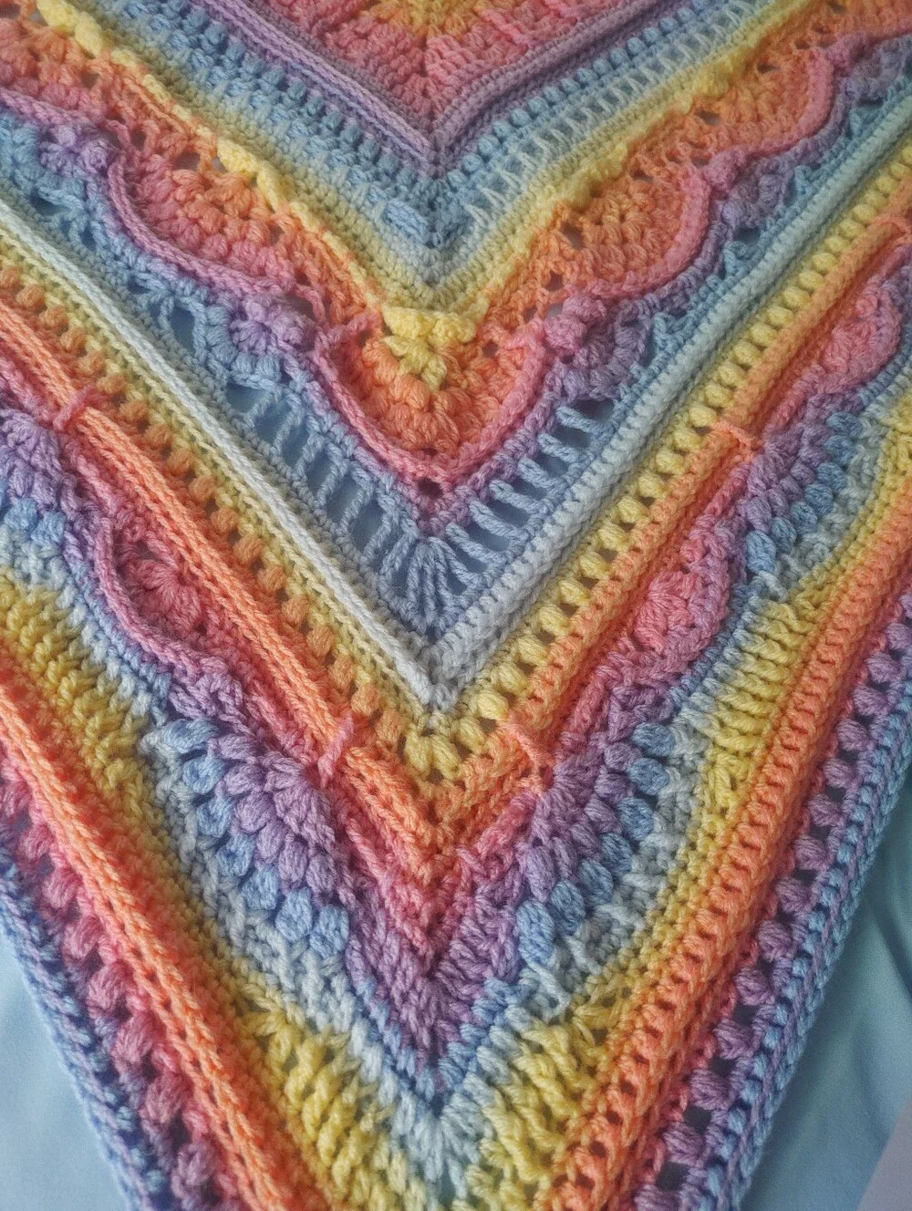 Handmade Crocheted Soft Beautiful Rainbow Baby Blanket 46